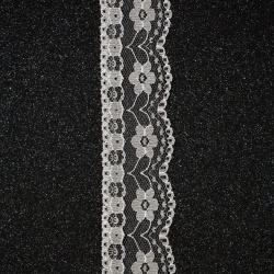Delicate Lace Edging with Floral Pattern / 45 mm / White - 1 meter