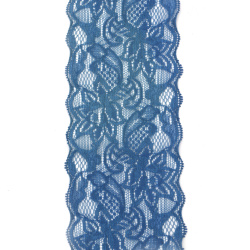 Wide Elastic Lace Ribbon / 80 mm / Light Blue - 1 meter