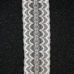 Дантелена лента еластична 55 мм цвят крем - 1 метър