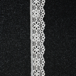 Elastic Lace Ribbon / 25 mm / White - 1 meter