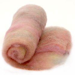 Wool felt merino for non-wovens, for making clothes, jewelry and accessories melange yellow, pink, blue -50 grams