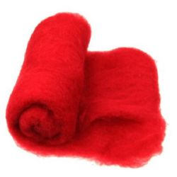 Lână 100% Pâslă pentru textile nețesute 700x600 mm calitate extra roșu -50 grame
