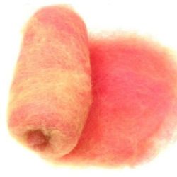 Wool felt merino for non-wovens, for making clothes, jewelry and accessories m700x600 mm extra quality melange yellow, pink - 50 grams