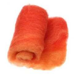 ВЪЛНА 100 процента Филц за нетъкан текстил 700x600 мм екстра качество меланж оранжево,жълто,червено -50 грама