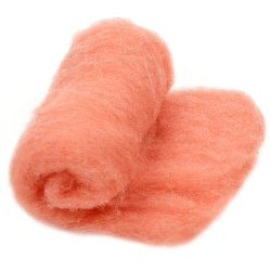 Wool felt merino for non-wovens, for making clothes, jewelry and accessories m peach -50 grams