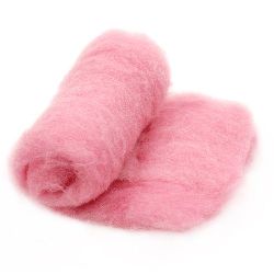 Lână Merino din pâslă  nețesut roz deschis -50 grame