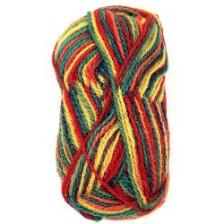 Yarn wool Ethno green, yellow, orange, red 100 grams -170 meters