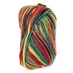 YARN  yellow, green, red for making clothes, jewelry and accessories100 percent wool -100 grams -130 meters