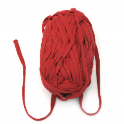 Yarn ribbon 7-8 mm 80 percent cotton 20 percent polyester red 100 grams - 50 meters
