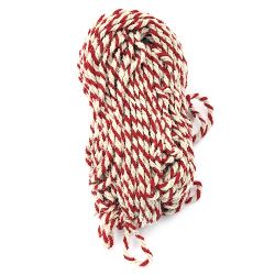 Twisted Three-ply Wool Yarn / 2 White and 1 Red - 100 grams