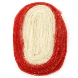 YARN LIVE WOOL MIX white, red for making clothes, jewelry and accessories -25 grams