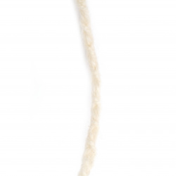 Κορδόνι οβάλ 6 mm 100% μαλλί λευκό -3 μέτρα