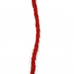 Шнур объл 6 мм 100 процента вълна цвят червен -3 метра 