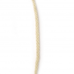 Κορδόνι οβάλ 5 mm 100% μαλλί λευκό -3 μέτρα