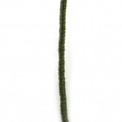Κορδόνι  5 mm 100%μαλλί πράσινο -3 μέτρα