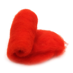 100% WOOL for Felting for Non-woven Textiles / 700x600 mm / Extra Quality / Electric Orange-Red - 50 grams