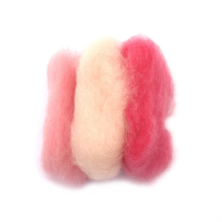 Φελτ μαλλί extra merino ανοιχτό ροζ αποχρώσεις - 25 γραμμάρια