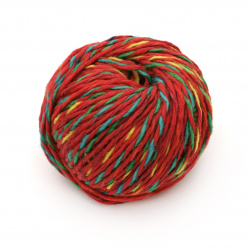 ANTIC Yarn, 55% Wool, 45% Cotton, Red, Multicolored, 50 Grams - 100 Meters