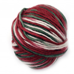Yarn RILA 60 percent wool 40 percent acrylic white, green, red 110 meters - 100 grams