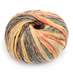 YARN WASHI PRINT color orange melange 70% polyester 30% viscose -100 meters -100 grams