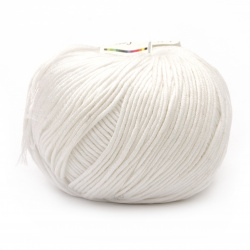 Yarn COTTON GEM 100% cotton carbonated, mercerized color white 50 grams -95 meters