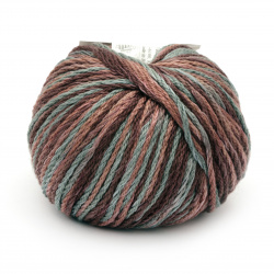 Yarn COTTON SPARKLE 85% cotton 15% viscose color brown, blue melange 50 grams -75 meters