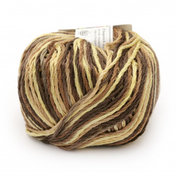 Yarn COTTON SPARKLE 85% cotton 15% viscose color brown, yellow melange 50 grams -75 meters