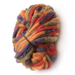 Acrylic Yarn / Thickness: 15 mm,   Color: Olive, Orange, Red and Purple Melange - 240 grams / 50 meters