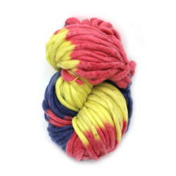 Acrylic Yarn / Thickness: 15 mm / Blue, Yellow and Pink Melange - 240 grams - 50 meters