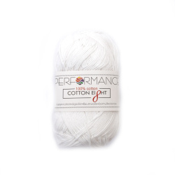 Yarn COTTON EIGHT 100% cotton color white 50 grams - 175 meters
