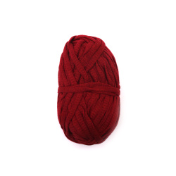 Ribbon Yarn - 80% Cotton, 20% Polyester / 7-8 mm / Burgundy / 100 grams - 50 meters