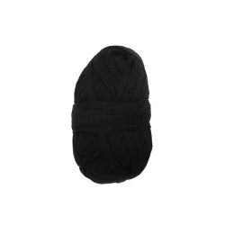 Ribbon Yarn - 80% Cotton, 20% Polyester / 7-8 mm / Black / 100 grams - 50 meters
