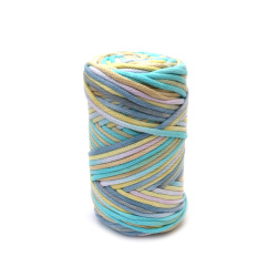 Κορδόνι Μακραμέ 3 mm – 60% Βαμβάκι & 40% Βισκόζη, 250 γρ/85 μ, Πολύχρωμο Μελανζέ, Ιδανικό για Boho Διακοσμήσεις Τοίχου, Δημιουργική Διακόσμηση & Χειροποίητες Κατασκευές