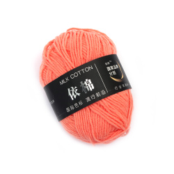 100% Milk Cotton Yarn, Salmon Color - Worsted Weight - 50 grams