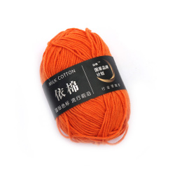 100% Milk Cotton Yarn, Orange Color - Worsted Weight - 50 grams