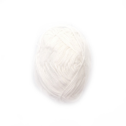 Worsted Yarn 50% Acrylic, 30% Cotton, 20% Milk Cotton, Color White, 70 Meters - 25 Grams