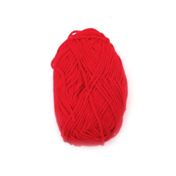 Worsted Yarn: 50% Acrylic, 30% Cotton, 20% Milk Cotton / Red  Color / 70 meters - 25 grams