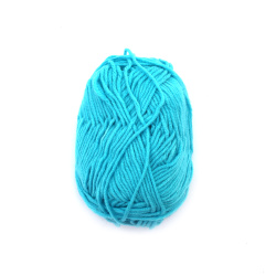 Worsted Yarn: 50% Acrylic, 30% Cotton, 20% Milk Cotton / Turquoise Color / 70 meters - 25 grams