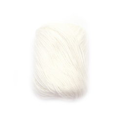 Worsted Yarn: 60% Silk Cashmere, 30% Wool, 10%  Cashmere / White - 50 grams
