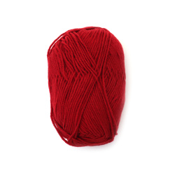 Fir de lână pieptănată 60% bumbac 40% poliester culoare roșu - 50 grame