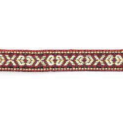 Braid, 20 mm, Red with Yellow and Light Green - 5 Meters