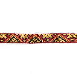 Braid, 17 mm, Red with Yellow and Black - 5 Meters