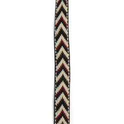 Not Available Online. You can also buy at EM ART stores and at +359 884 000 893 Textile Ribbon Trim for Handmade Accessories and Decoration / 20 mm / Dark Blue, Cream and Burgundy - 5 meters