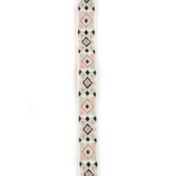 Embroidered Jacquard Ribbon Trim / Width: 20 mm - 1 meter