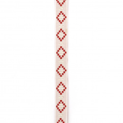 Not Available Online. You can also buy at EM ART stores and at +359 884 000 893 Embroidered Decorative Ribbon for DIY Martenitsas / Width: 10 mm / White and Red with Lame Thread - 5 meters