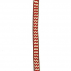 Ширит 12 мм тип шевица червен с кремаво кафяво и кант ламе -5 метра