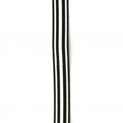 Panglică din satin 9 mm catifea alb-negru -5 metri