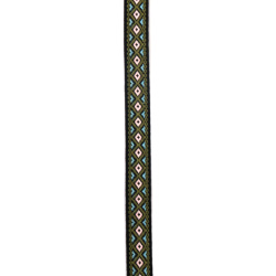 Ширит 12 мм черен със сини, зелени и розови ромбове - 5 метра