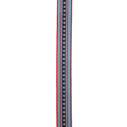 Banda latime 17 mm rosu cu negru, alb, albastru, ciclamen, roz si lame - 5 metri
