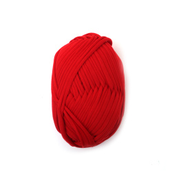 Κόκκινο πλεκτό κορδελένιο νήμα 100% Πολυέστερ – 100 γρ. – Ιδανικό για βελονάκι, πλέξιμο και δημιουργικές DIY κατασκευές